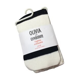 NWT Olivia For Gymboree Tights Socks White Black Cotton Blend 2T-3T